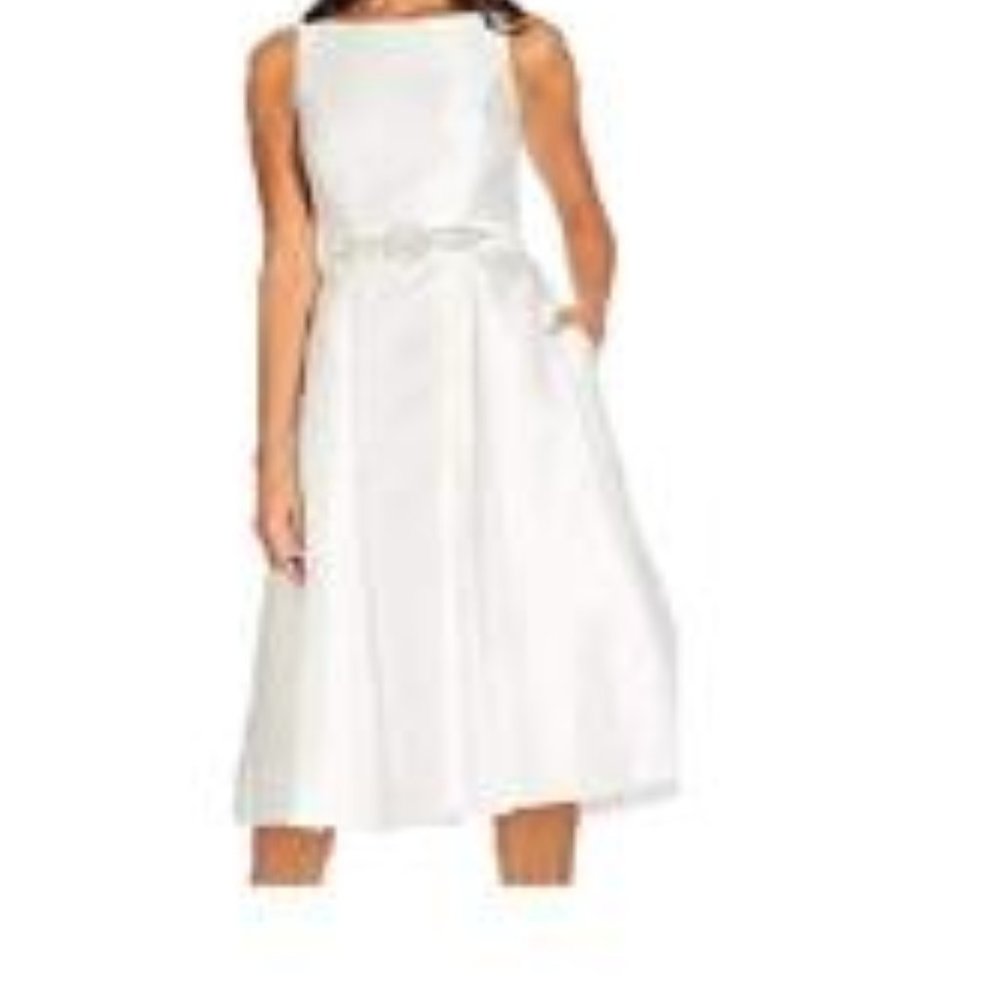 Adrianna Papell Embellished-Belt Fit Flare Dress